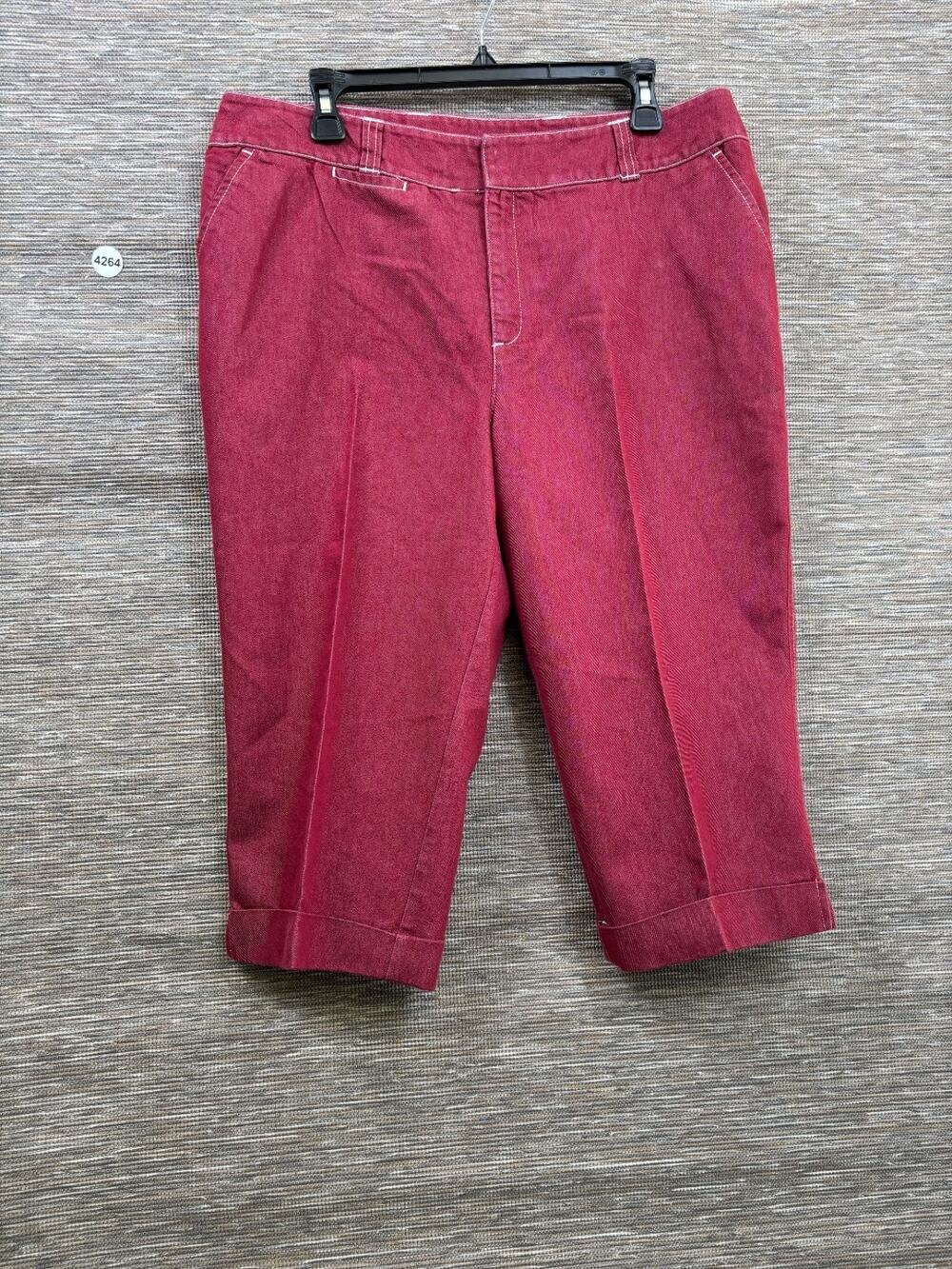 Paradox Crapri Pants Womens Size 16W Burgundy High Rise Denim Stretch